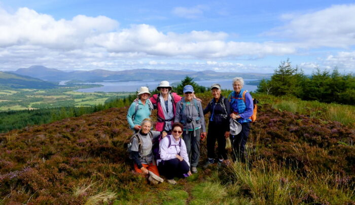 A group of hikers on the John Muir Way