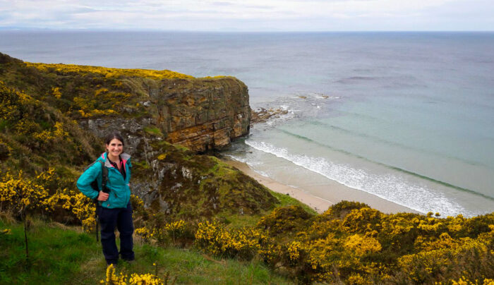 Katia from Absolute Escapes walking from Findhorn to Lossiemouth