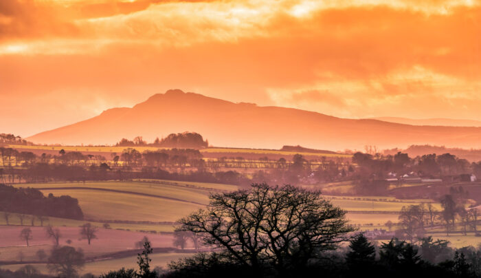 Sunset over Nisbet on the Borders Abbey Way