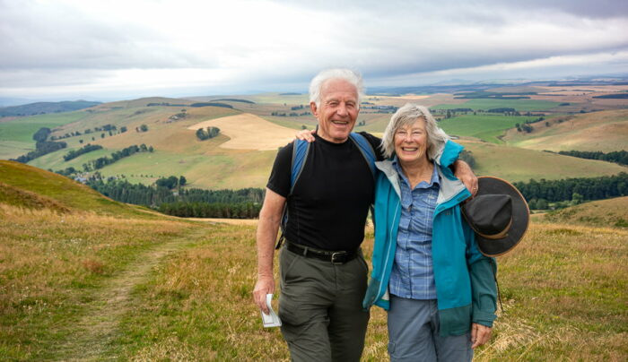 Absolute Escapes clients in the Cheviot Hills whilst walking from Morebattle to Kirk Yetholm on the St Cuthbert's Way (credit - Bob Siegel)