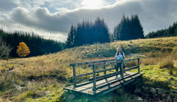 Nairne from the Absolute Escapes team walking from Kirkmichael to Spittal of Glenshee