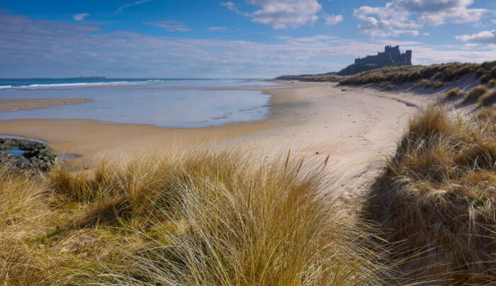 Bamburgh Castle on the Northumberland Coast Path