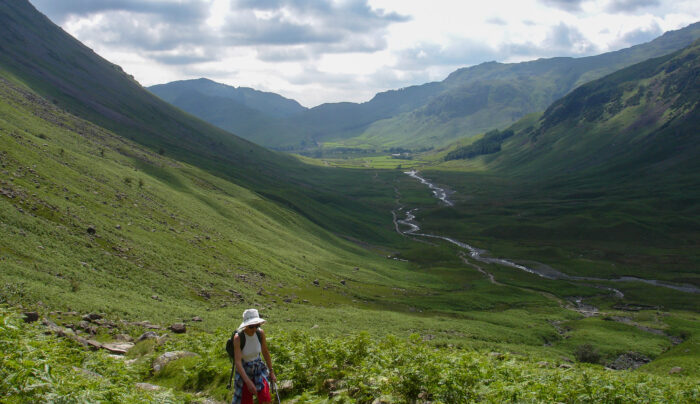 Climbing to Stake Pass on the Cumbria Way