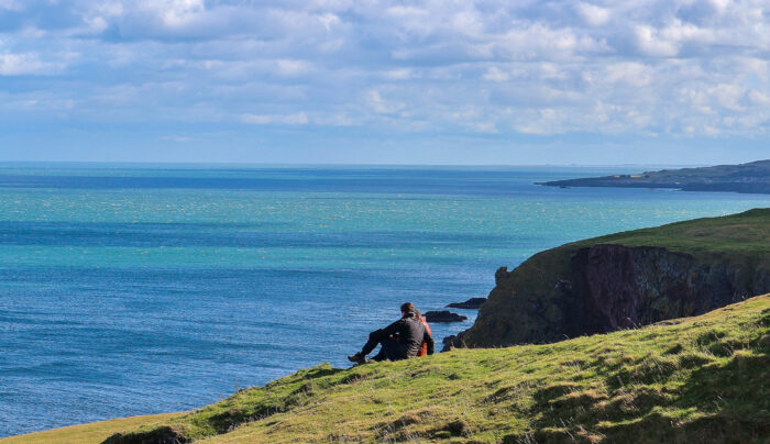 Taking in the view on the Berwickshire Coastal Path