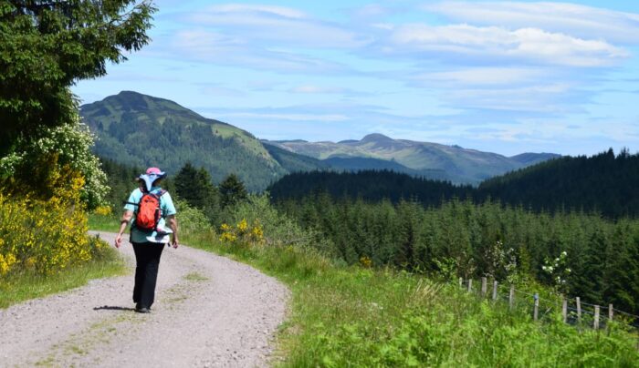 An Absolute Escapes client walking from Dryman to Aberfoyle (credit - Peter Currie)