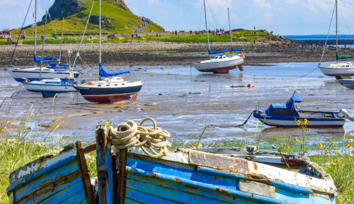 Low tide at Lindisfarne Castle on Holy Island