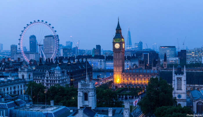 London skyline - Westminster, London Eye, River Thames