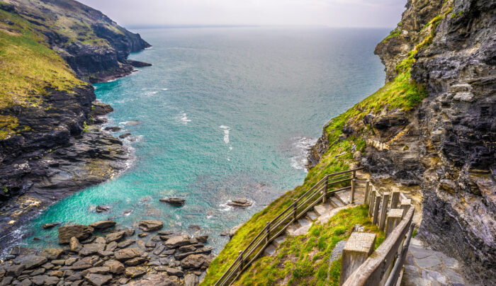 Bridge across to Tintagel on the South West Coast Path