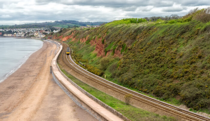 Walking along the sea wall at Dawlish