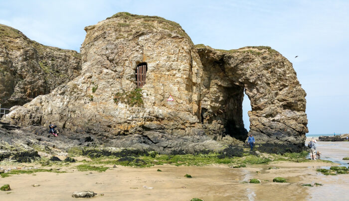 Incredible rock formations at Perranporth Beach