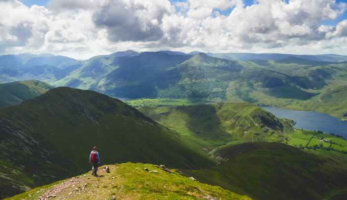 A hiker above Lake Buttermere, Lake District