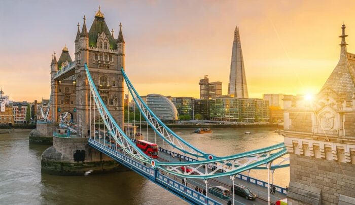 Tower Bridge at sunrise, London