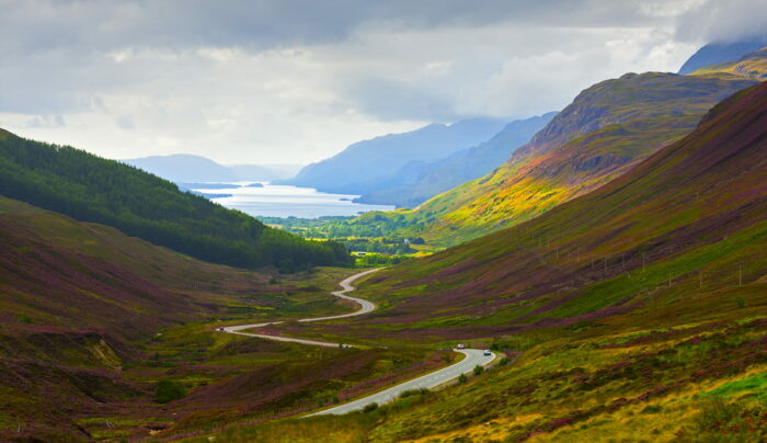 Winding road to Ullapool, North West Highlands