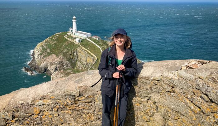 Daisy from the Absolute Escapes team by South Stack Lighthouse