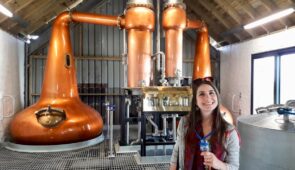 Katia from Absolute Escapes at Kilchoman Distillery in Islay
