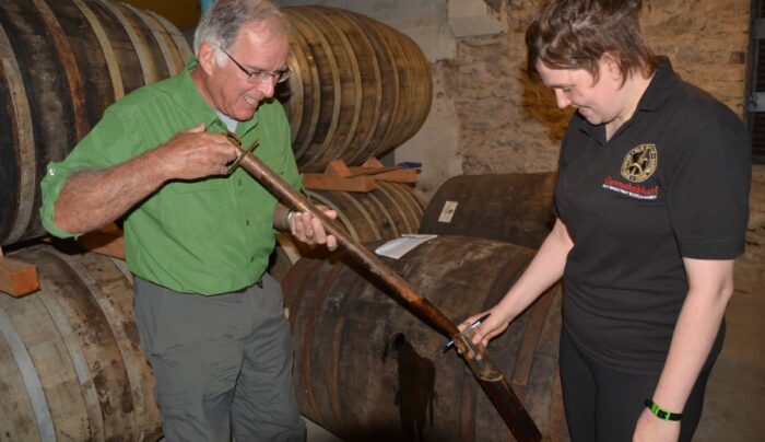 Our client Joseph Gareau touring Bunnahabhain Distillery, Islay