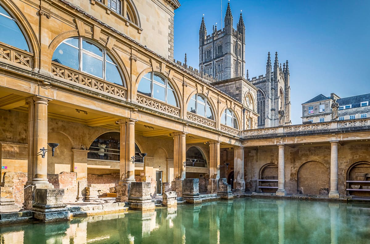 View of Roman Baths and Bath Abbey