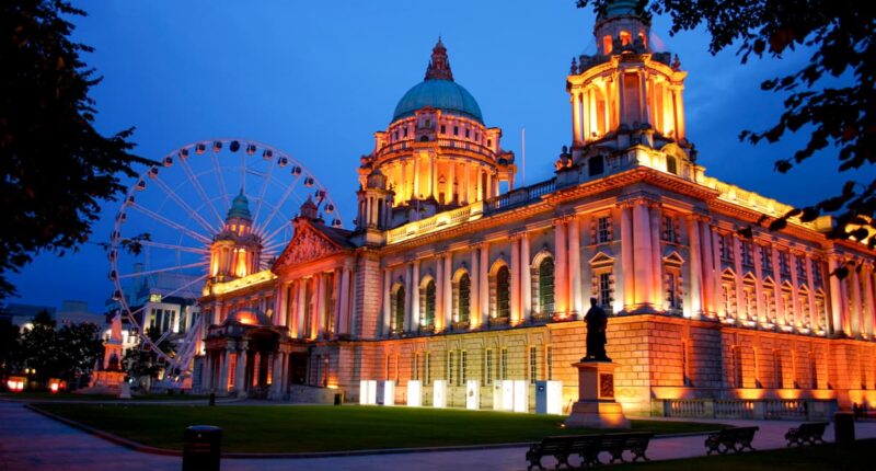 Belfast City Hall at dusk, Northern Ireland