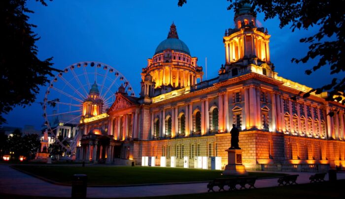 Belfast City Hall at dusk, Northern Ireland