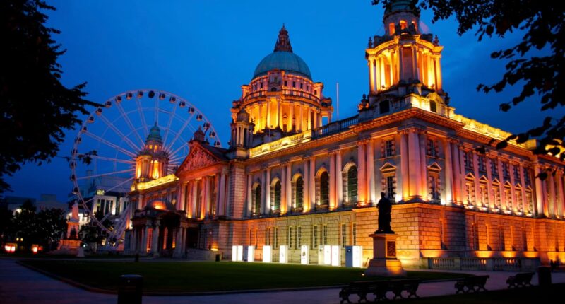 Belfast City Hall at dusk, Northern Ireland