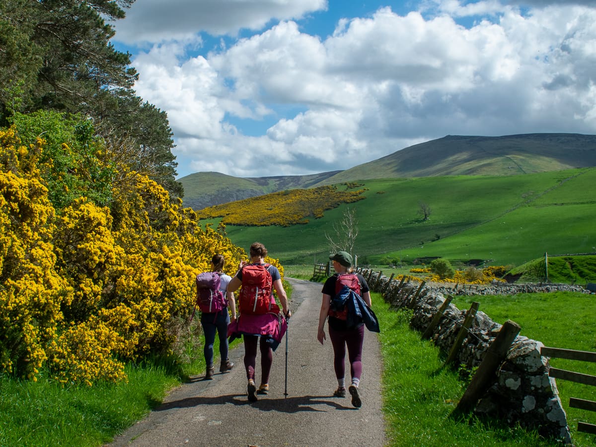 Absolute Escapes team walking the St Cuthbert's Way to Morebattle